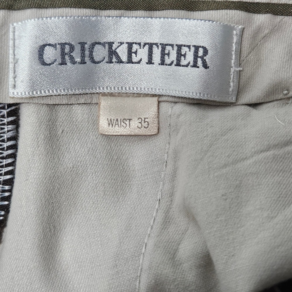 Cricketeer Men's 100% Wool Dress Trousers Brown Charcoal Cuffed Flat Front Waist - Picture 7 of 7
